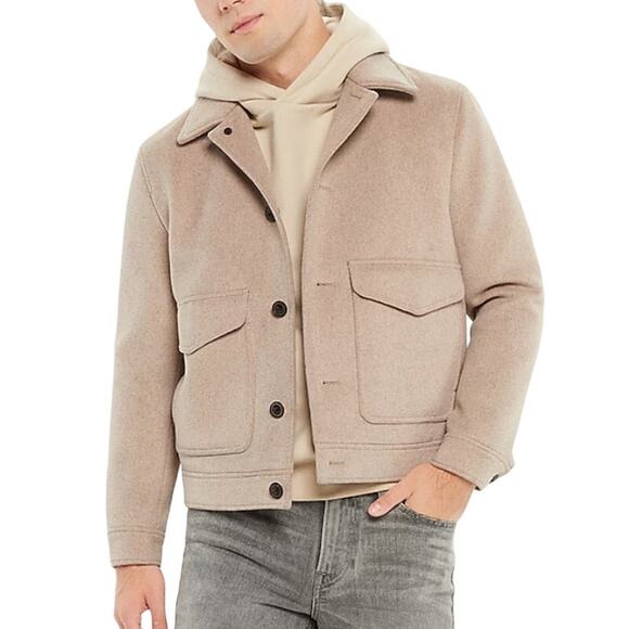 Express XL NEW Mens Tan Water Resistant Wool Blend Trucker Jacket - Picture 1 of 10